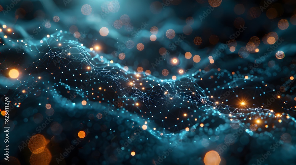 Aufkleber abstract digital wave with glowing particles and lights, representing data and technology in a futur