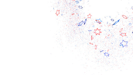 Confetti - Red white blue shiny confetti Confetti on white background, isolate, tricolor concept, independence and freedom day USA
