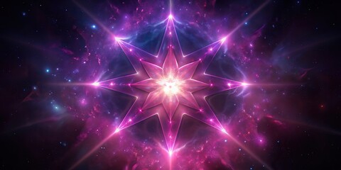 A mesmerizing pink star pulsating with a rhythmic glow, captivating the viewer with its hypnotic allure