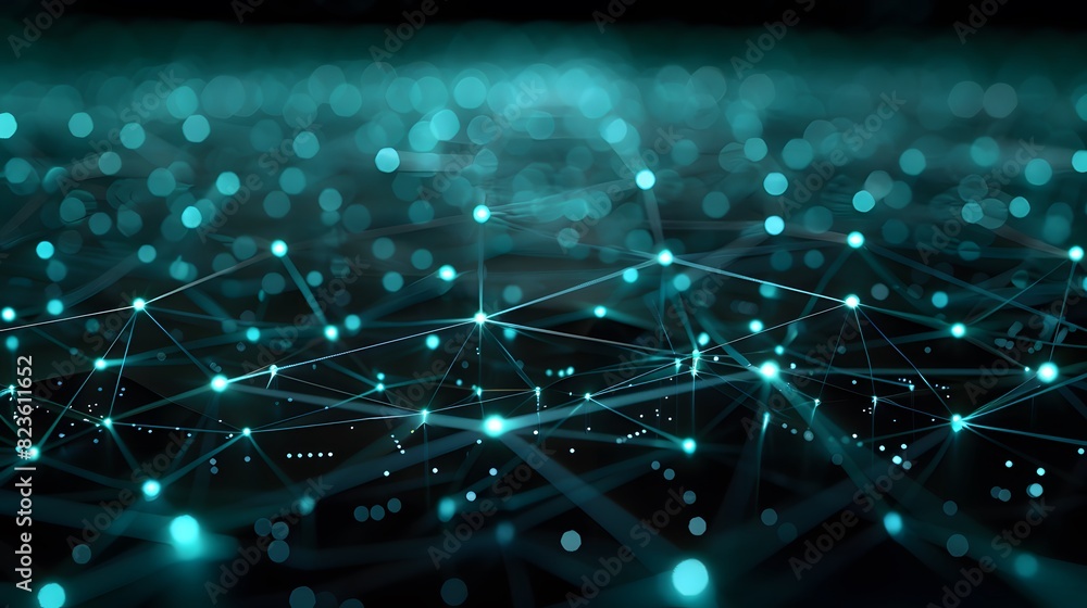 Poster abstract futuristic digital technology background with glowing blue network connections and light po