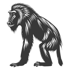 Obraz premium Silhouette Mandrill animal black color only