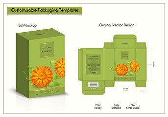 Premium Perfume Packaging Design Luxury 3d Box die line, Box Mockup labels, frames and Design elements, 3d Illustration, Vector design Template.