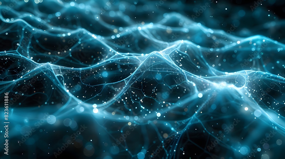Aufkleber abstract futuristic network background with glowing blue lines and particles. concept of technology,