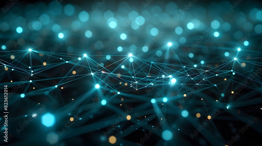 Poster abstract futuristic network background with glowing dots and connecting lines. concept of technology