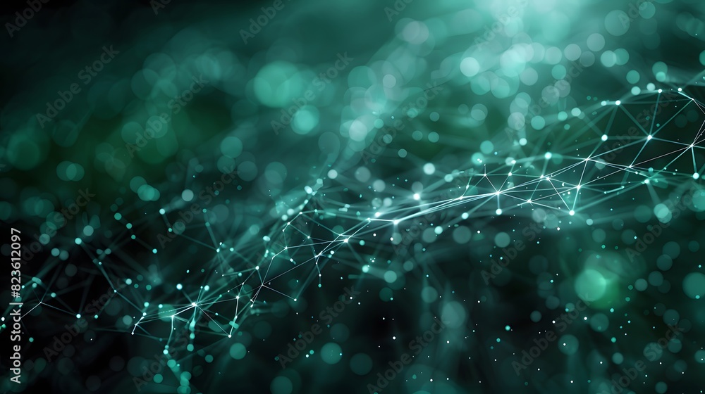 Poster abstract futuristic network background with interconnected nodes and bokeh effect. perfect for techn