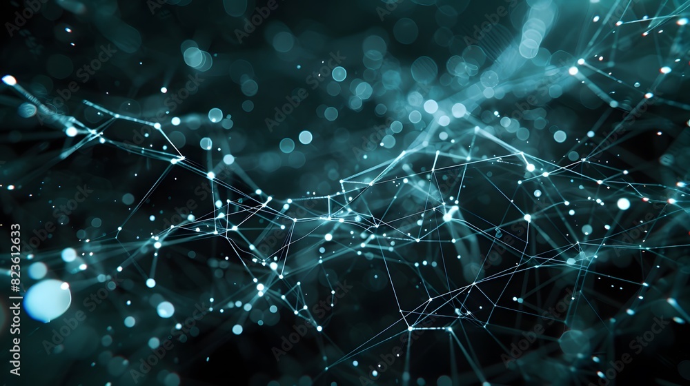 Poster abstract futuristic network with glowing lines and particles, representing technology, connections, 