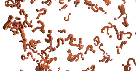 Colored question marks background. 3D Rendering..