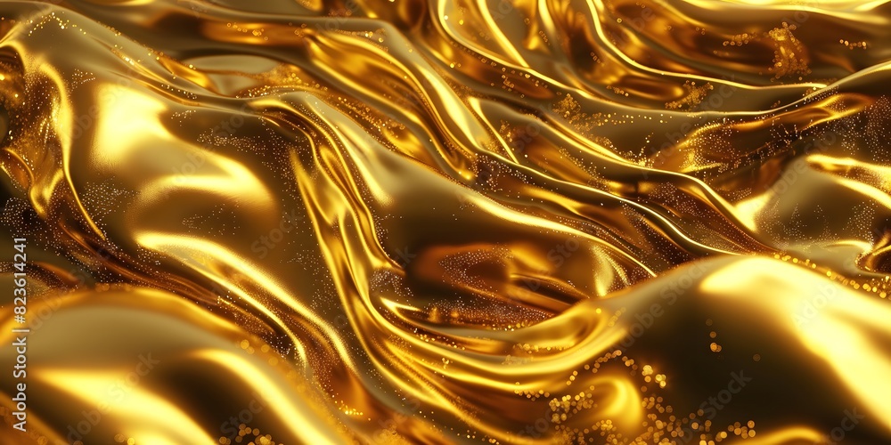 Poster abstract 3d background with flowing liquid gold texture seamless golden texture generative ai