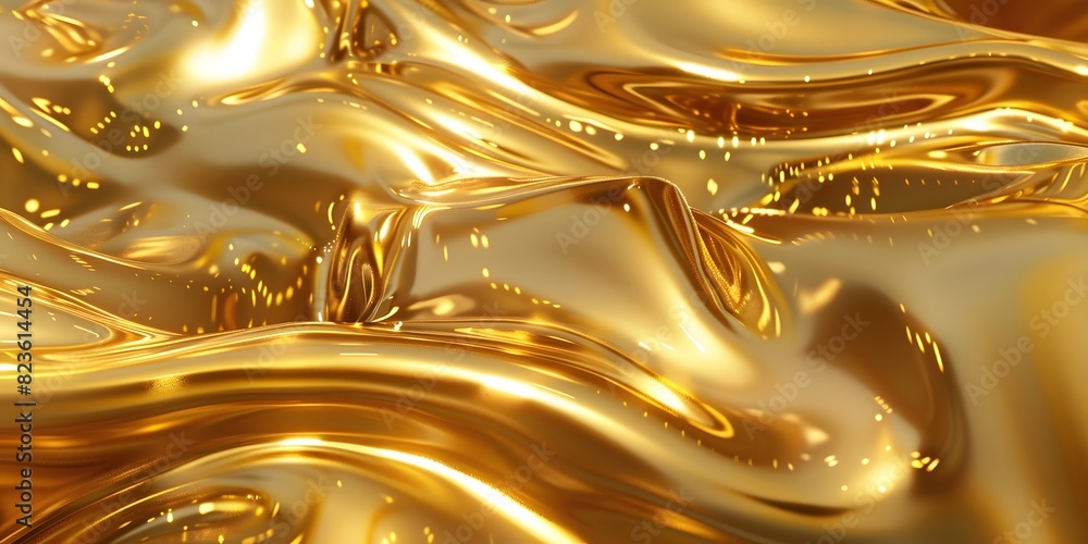 Poster abstract 3d background with flowing liquid gold texture seamless golden texture generative ai