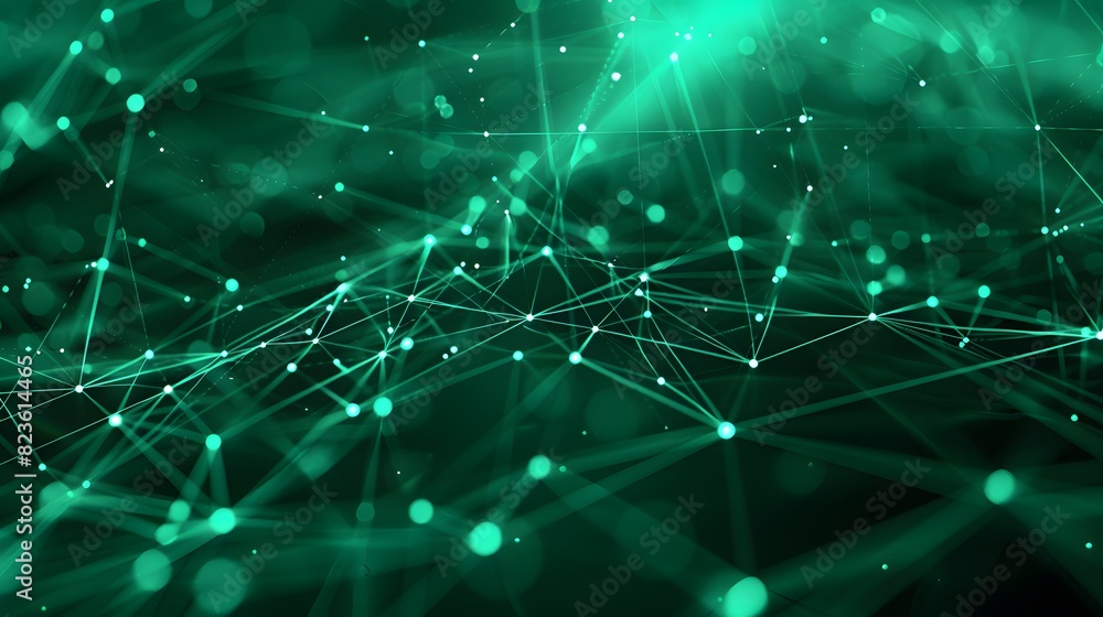 Aufkleber abstract green digital network connections, technology background with futuristic design, representi