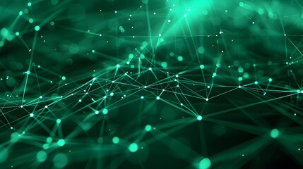 Abstract green digital network connections, technology background with futuristic design, representing data communication and cyberspace.