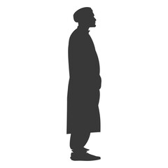 Silhouette muslim man black color only