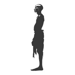 Fototapeta premium Silhouette native African tribe elderly man black color only