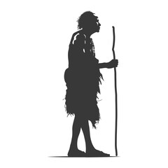 Silhouette native African tribe elderly man black color only