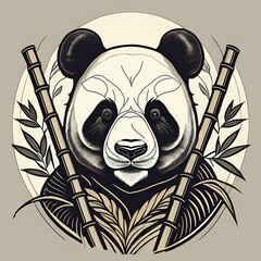 panda with bamboo mascot