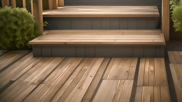 Wooden Deck With Steps Generative AI