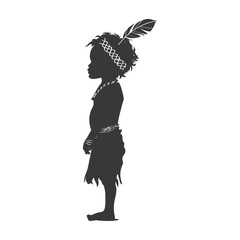 Silhouette native African tribe little girl black color only