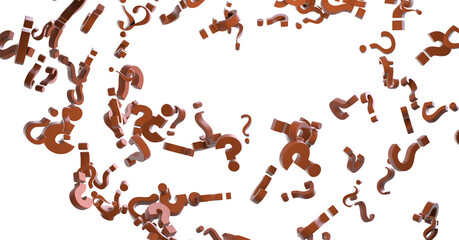 Colored question marks background. 3D Rendering..