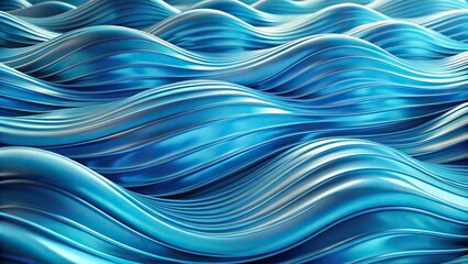 Detailed Description 3 Smooth and flowing 3D blue wavy shapes resembling water ripples or sound waves, creating a calming and serene atmosphere