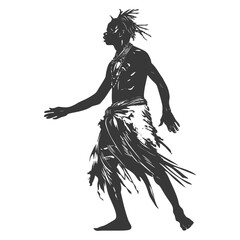 Silhouette native African tribe man black color only
