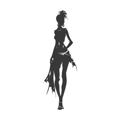 Silhouette native African tribe woman black color only