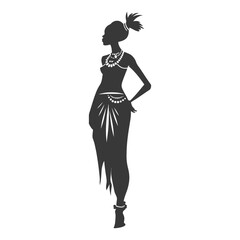 Silhouette native African tribe woman black color only