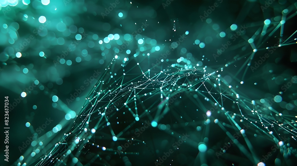Aufkleber abstract network of connected points and lines. futuristic digital landscape representing technology
