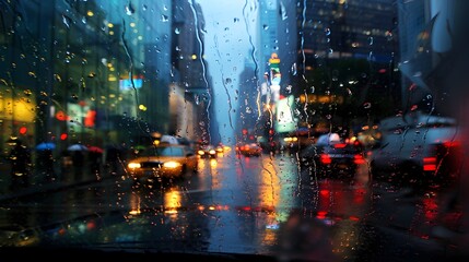 Torrential Downpour Transforming Cityscape into Dreamscape Reality
