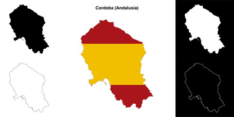 Cordoba province outline map set