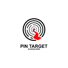Center target direction logo concept. Maps of target locations. The path to the arrow's center target is simple. Vector Illustration.