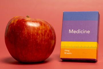 medicine box with an apple on the side