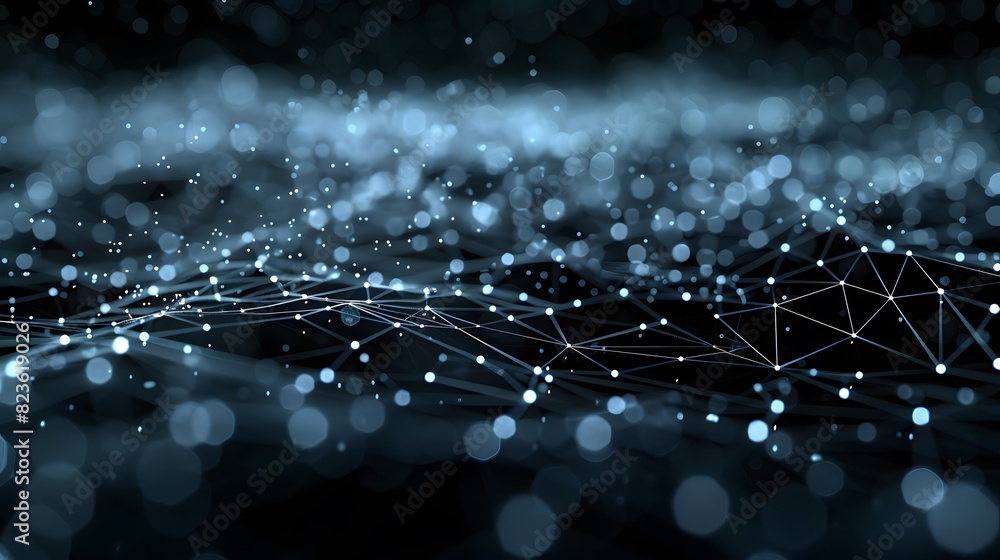 Aufkleber digital network technology background with glowing dots and lines, representing data transfer, conne