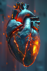 illustration of a dark human heart with glowing light from inside