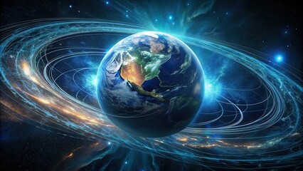 Planet Earth engulfed in a digital whirlwind of data streams, representing the uncontrollable pace of global connectivity and business 