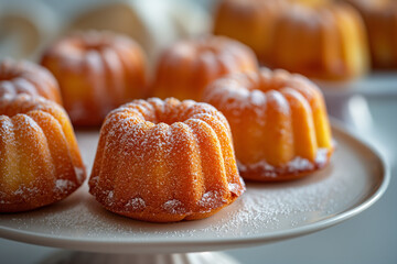 Baked mini bundt Cakes topped with whipped cream. Image for cafe menu, Banner