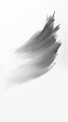 Obraz premium A soft, blurred stroke of misty grey acrylic paint, calm and subtle, gently fading down a solid white background, suggesting the quietude of early morning fog.