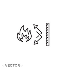 fireproofing icon, fire insulation thin line symbol isolated on white background, editable stroke eps 10 vector illustration