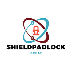 Shield Padlock Icon Logo Design Template