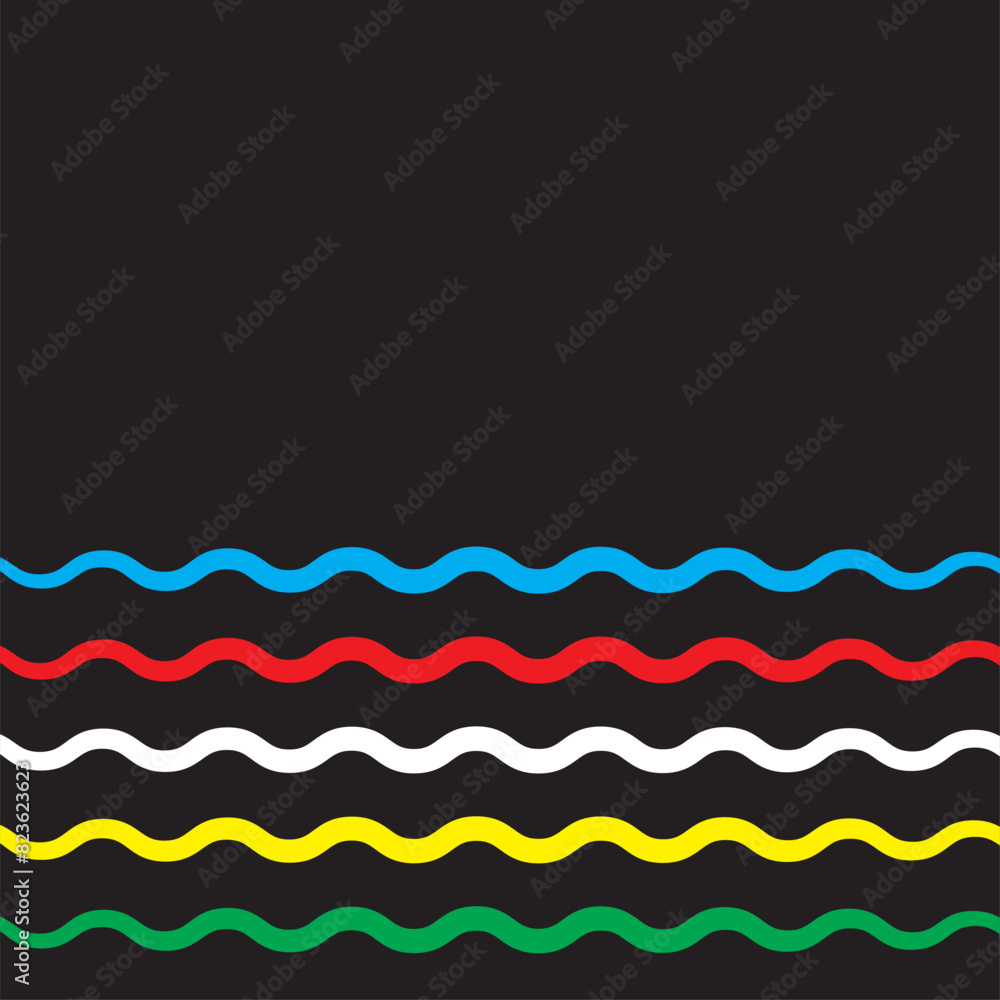 Poster Abstract colorful wave background with Olympics lines colors isolated with white background. Olympics ring colors abstract colorful background. 11:11 - Posters