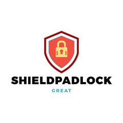 Shield Padlock Icon Logo Design Template