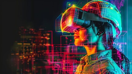 Augmented reality in construction focus on, immersive technology, vibrant, fusion, urban development