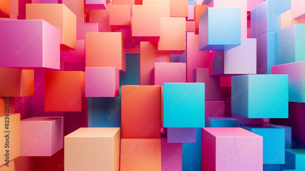 Poster colorful abstract geometric background with 3d cubes. vivid, vibrant colors creating a dynamic and m