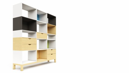 3D Render of Minimalist Shelves, Empty Space for Content According to Theme