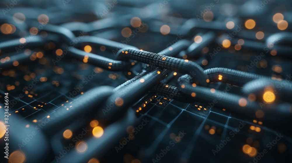 Poster conceptual image of blockchain technology.