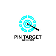 Simple arrow center target point logo concept. Simple arrow center target. Vector Illustration.