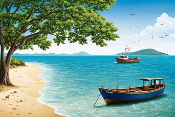 Obraz premium boat on the beach