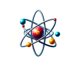 Vector illustration showing the structure of atoms, the smallest particles of various elements, on a white background.