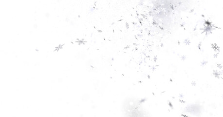 Snowflake Dance: Radiant 3D Illustration Showcasing Falling Christmas Snowflakes in Harmony