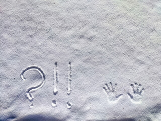 Question Mark Drawn in Fresh Snow on a Winter Morning