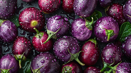 purple eggplants in water 